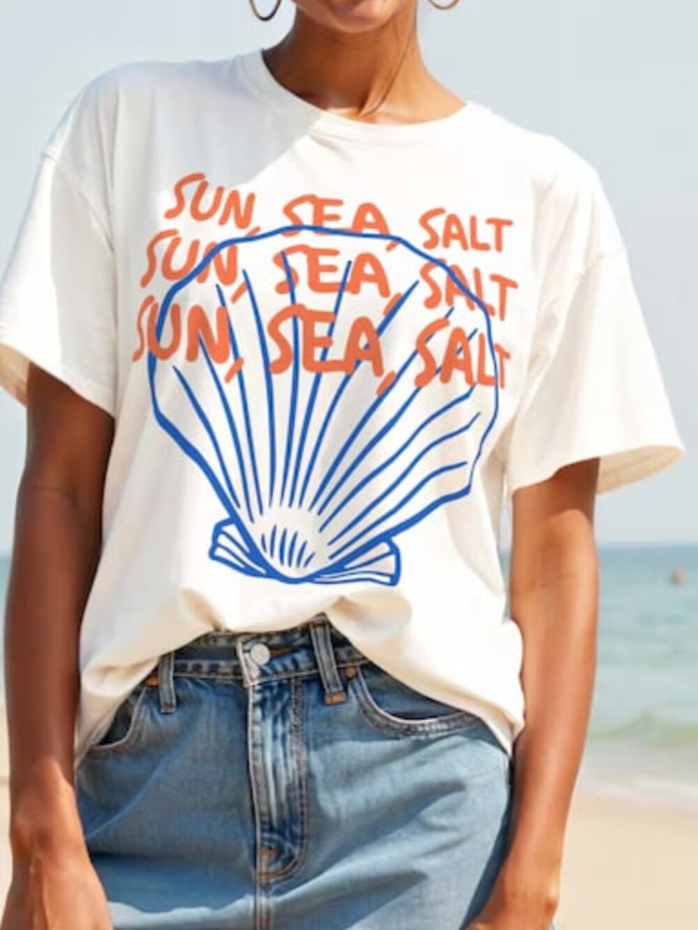 Retro Seashell Graphic Tee, Beach Shirt, Gift For Summer